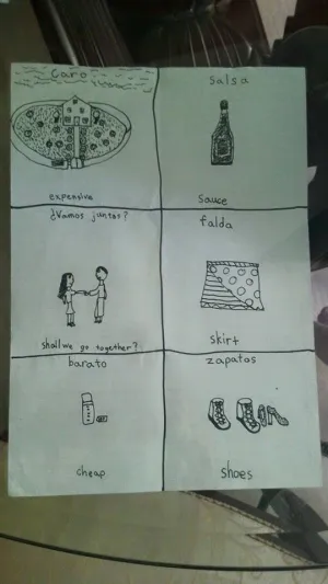 Ella is a visual learner , creating the visual cues for learning Spanish.