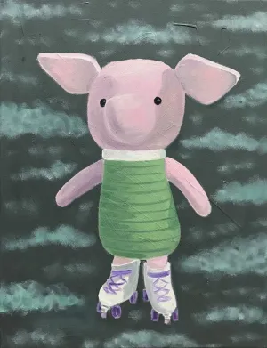  6F / 油彩 / 6000元  購買請洽 jenny@albin.net  ＊本次義賣所得將捐給關愛之家婦幼部及作為ELLA的溜冰訓練基金。